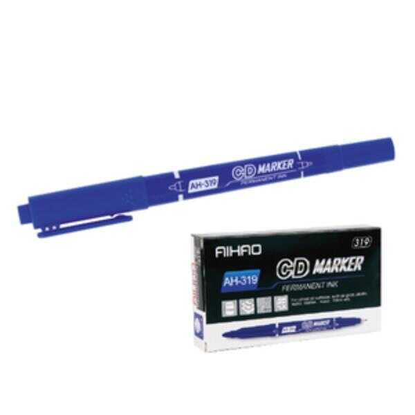 Aihao 319 Çift Taraflı Cd Kalemi Mavi