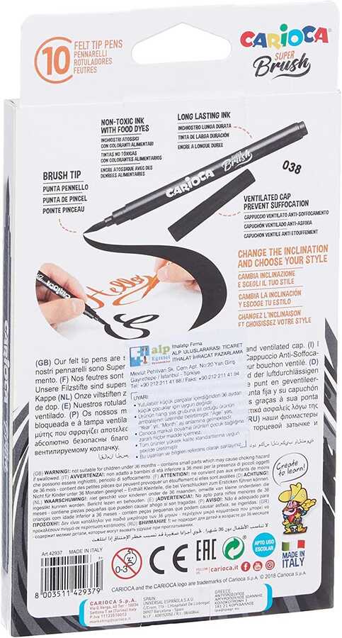 CARİOCA SÜPER BRUSH KEÇELİ BOYA KALEMİ 10'LU