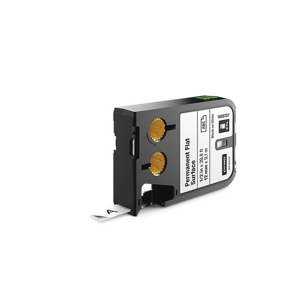DYMO 1868737 XTL SABİT POLYESTER DÜZ YÜZEY 12mmx9,1m BEYAZ/SİYAH
