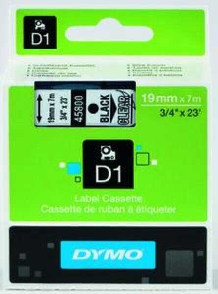 Dymo 45800 D1 Yedek Şerit 19Mmx7Mt ŞeffafSiyah