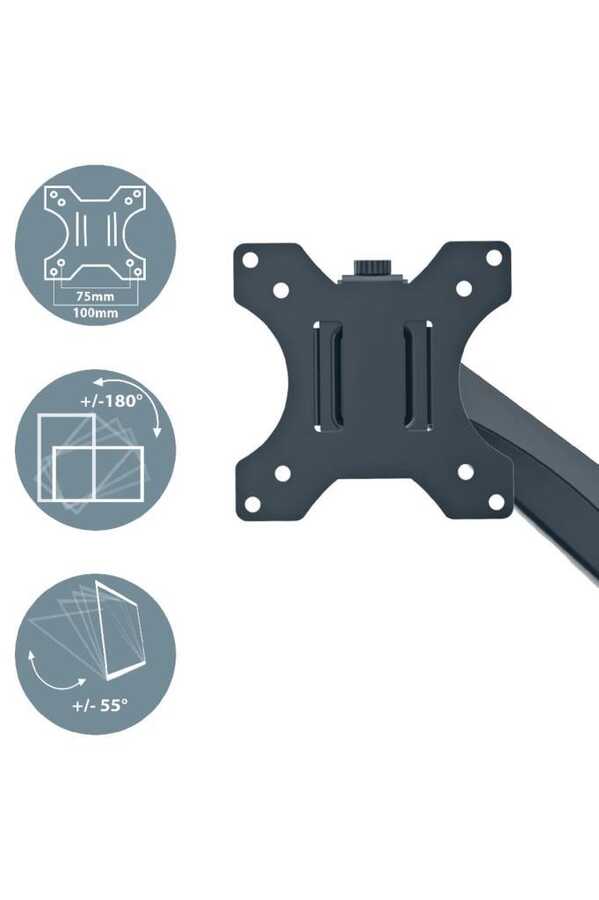 Leitz 6537 Ergo Yerden Tasarruf Sağlayan İkili Monitör Kolu Koyu Gri (65370089)