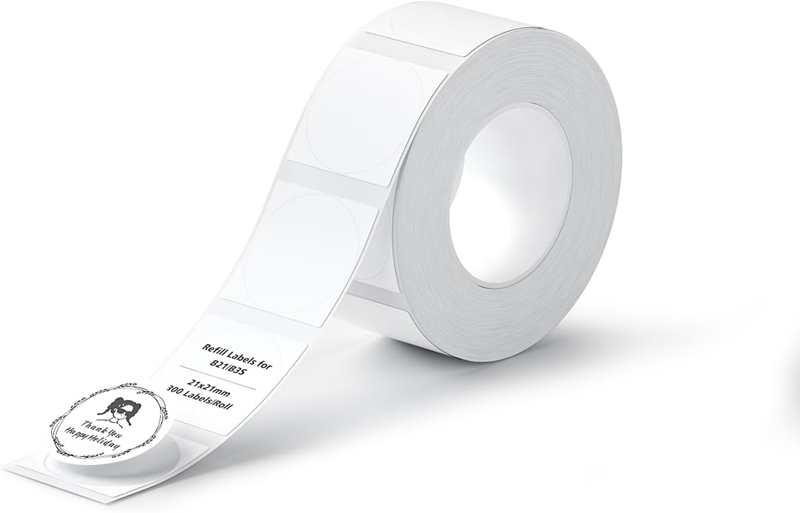 NiiMbot 21x21mm Yuvarlak Beyaz Etiket 300 Ad. B21/B1/B3S İçin (T21*21-300WHITE)