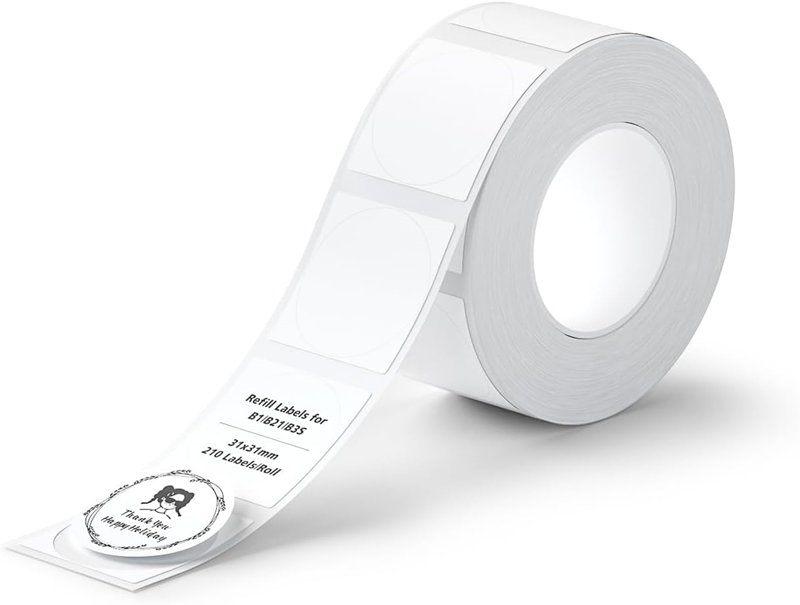 NiiMbot 31X31mm Yuvarlak Beyaz Etiket 210 Ad. B21/B1/B3S İçin (T31*31-210round)