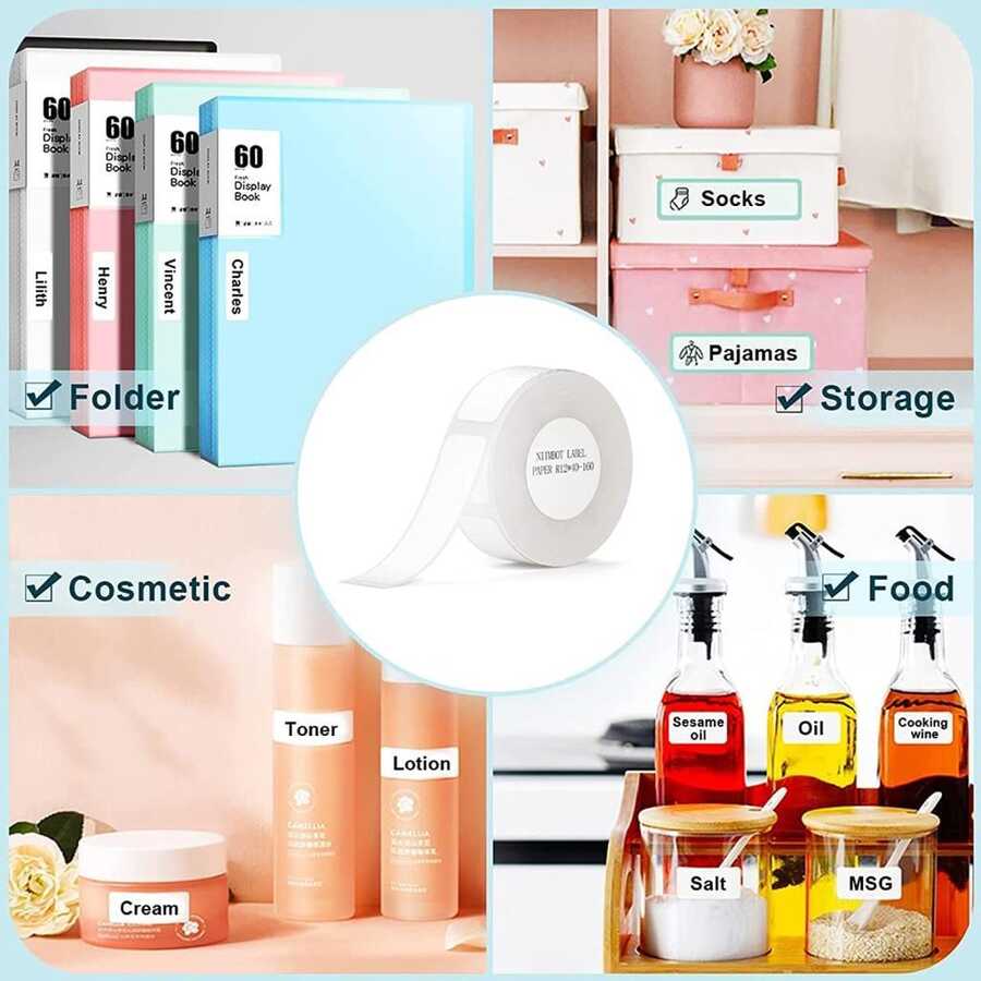 NiiMbot D11 Çok Amaçlı Etiket 15x50mm Beyaz (130 adet) Yırtılmaz, Sudan Ve Yağdan Etkilenmez