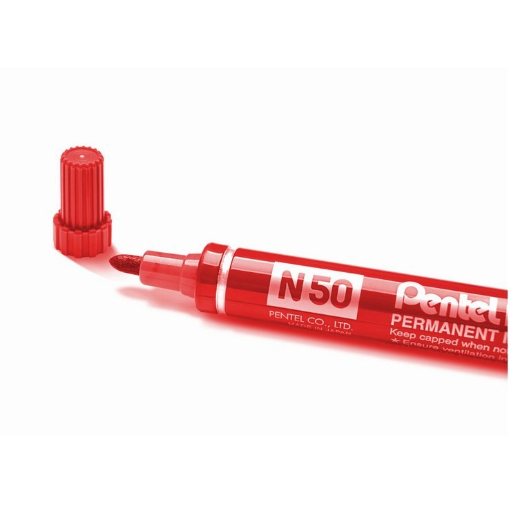 Pentel N50 Yuvarlak Uçlu Perm.Markör Kırmızı