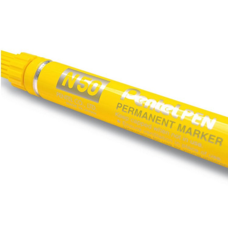 Pentel N50 Yuvarlak Uçlu Perm.Markör Sarı