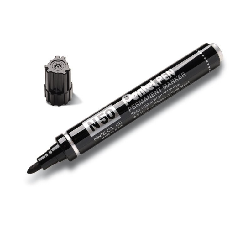 Pentel N50 Yuvarlak Uçlu Perm.Markör Siyah