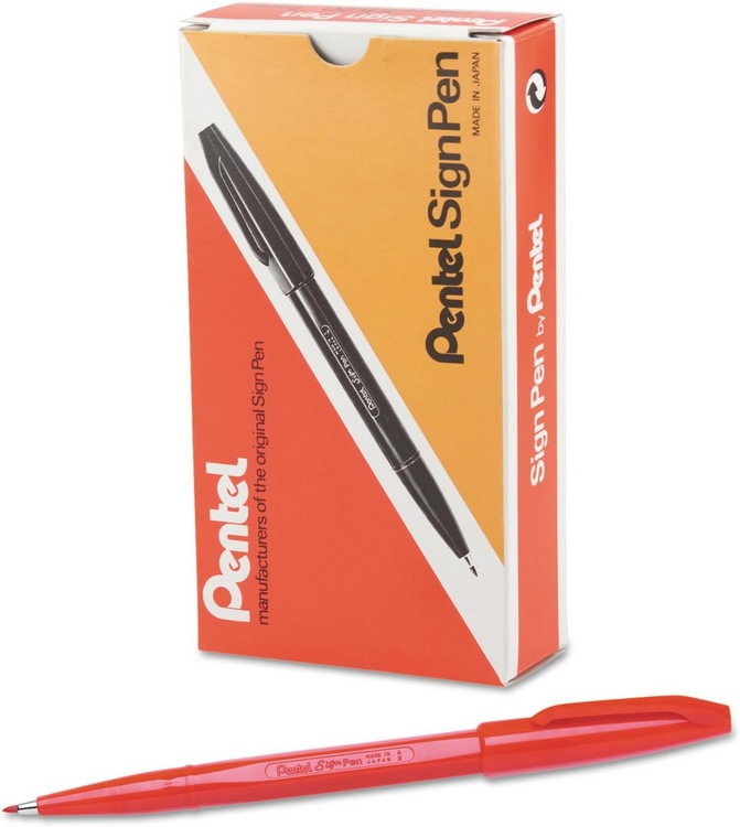 Pentel S520-B Sing Pen İmza Kalemi Kırmızı
