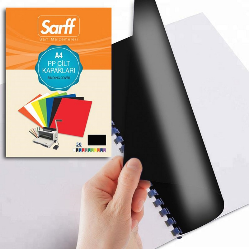 Sarff PP A4 450Mic Opak Siyah Kapak 50'Li