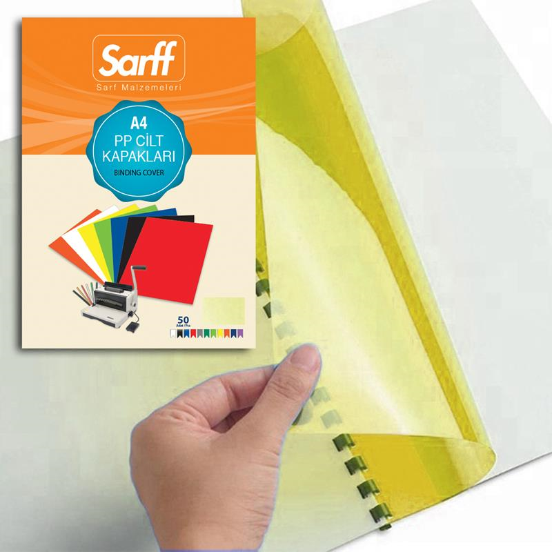 Sarff PP A4 450Mic Şeffaf Sarı Kapak 50'Li