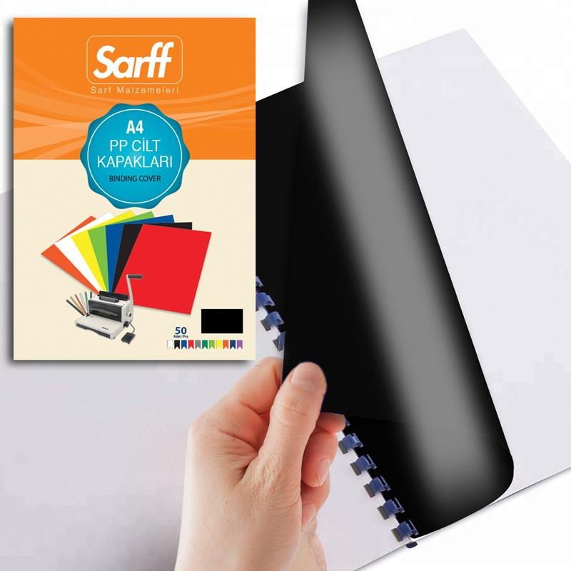 Sarff PP A4 450Mic Şeffaf Siyah Kapak 50'Li