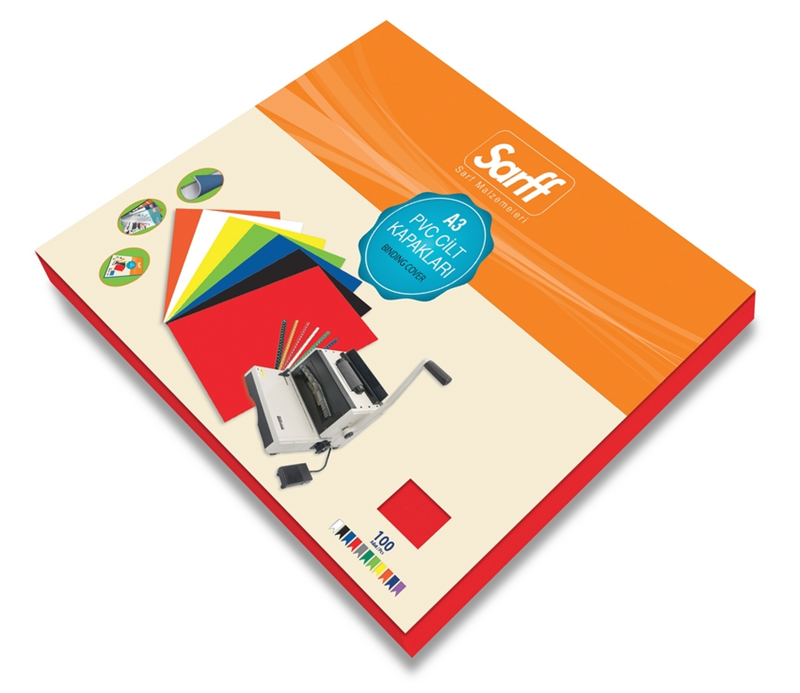 Sarff PVC A3 160Mic Opak Kırmızı Kapak 100'Lü