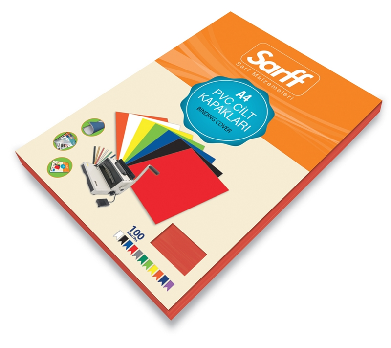 Sarff PVC A4 160Mic Şeffaf Kırmızı Kapak 100'Lü