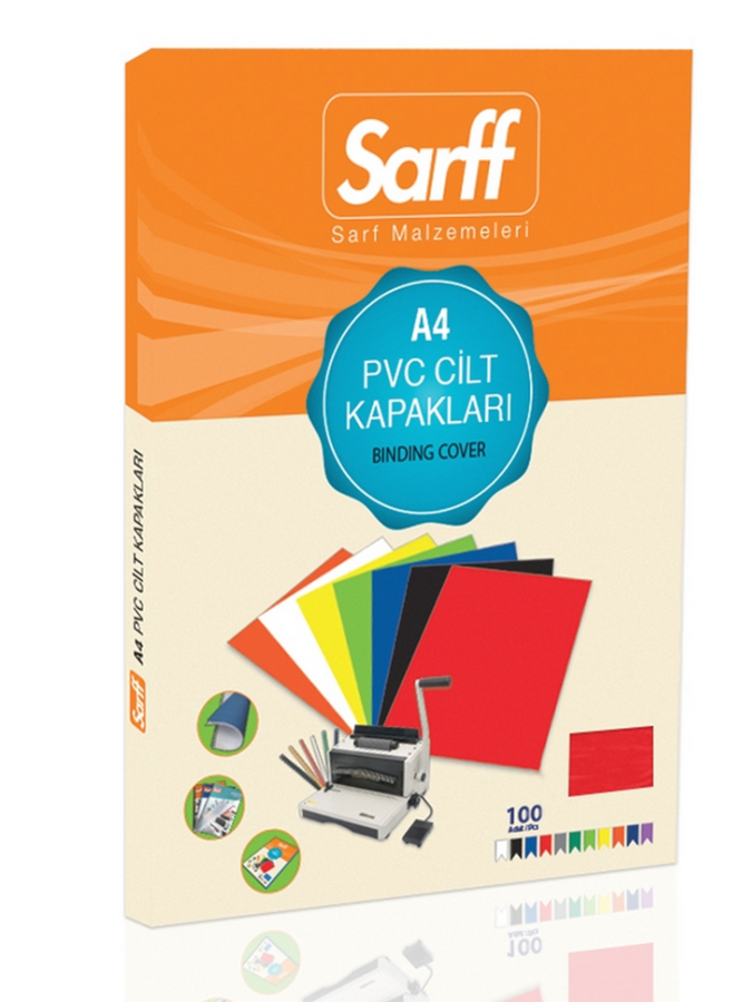 Sarff PVC A4 160Mic Şeffaf Kırmızı Kapak 100'Lü