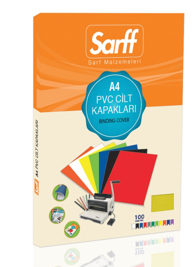 Sarff PVC A4 160Mic Şeffaf Sarı Kapak 100'Lü