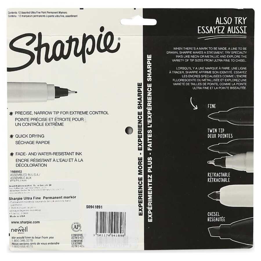 Sharpie Ultra Fine Permanent Markör Karışık 12'Li