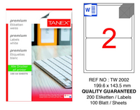 TANEX - Tanex 199,6X143,5mm Kuşe Laser Etiket 100'Lü (Tw-2002)