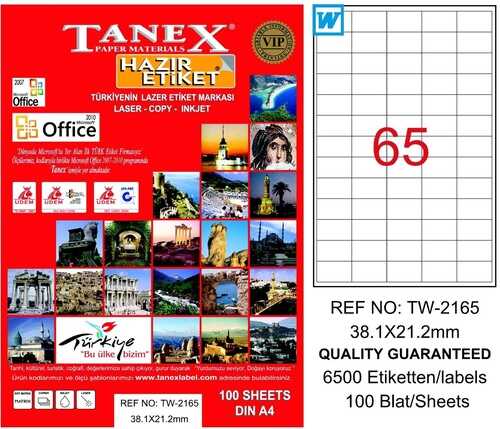 Tanex 38,1X21,2mm Laser Etiket 100'Lü (Tw-2165)
