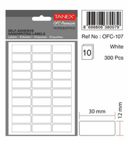TANEX - Tanex Ofc-107 Beyaz Etiket 30mmx12mm 10syf (300'lü)