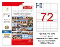 TANEX - Tanex TW-2272 Laser Etiket 100'lü (35x23,3)
