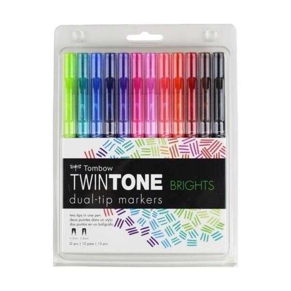 Tombow Twin Tone Markör 12 Renk (Rainbow Tonlar Seti)