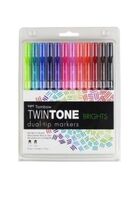 TOMBOW - Tombow Twin Tone Dual Tip 12 Renk Parlak Renkler (Grafik Kalem Seti)