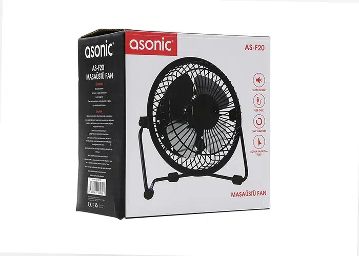 ASONİC AS-F20 MASAÜSTÜ METAL SİYAH USB FAN