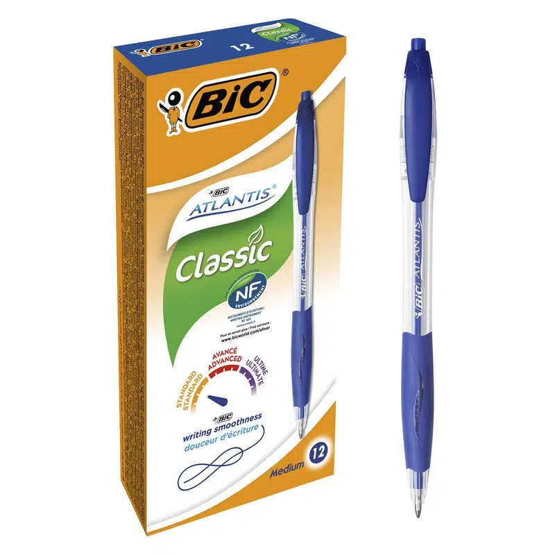 Bic Atlantis Classic 1,0 Basmalı Tükenmez 12'li Mavi