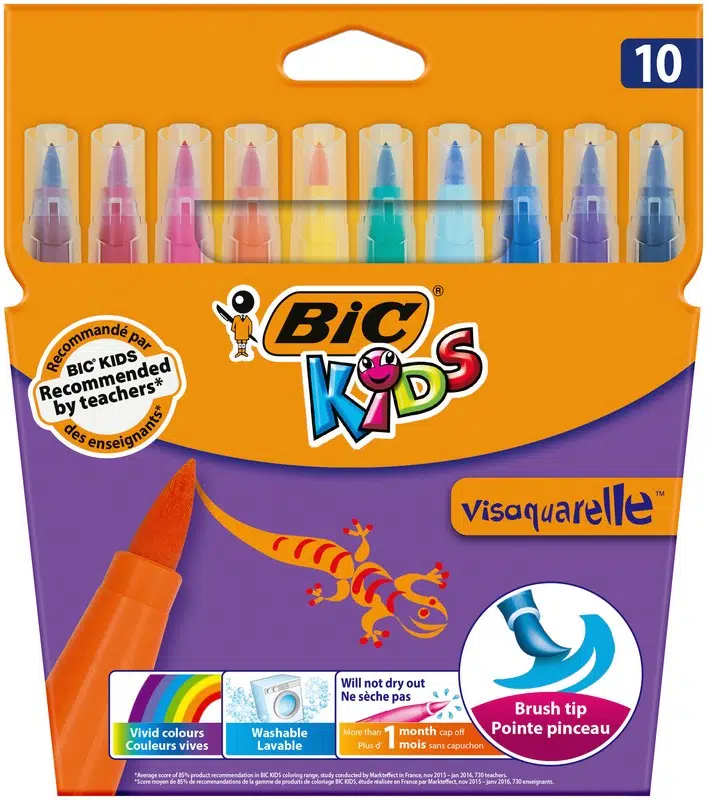 Bic Visa Fırça Uçlu Keçeli Boya Kalemi 10 Renk