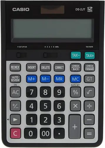 Casio DS-2JT-W Masa Üstü Hesap Makinesi 12 Haneli Siyah