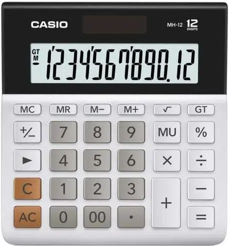 Casio MH-12-WE Masa Üstü Hesap Makinesi 12 Haneli Beyaz