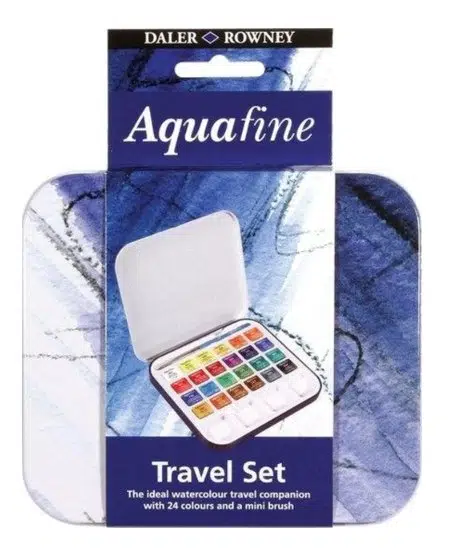 DALER ROWNEY AQUAFİNE SEYAHAT SETİ 24 RENK YARIM BOY METAL KUTU