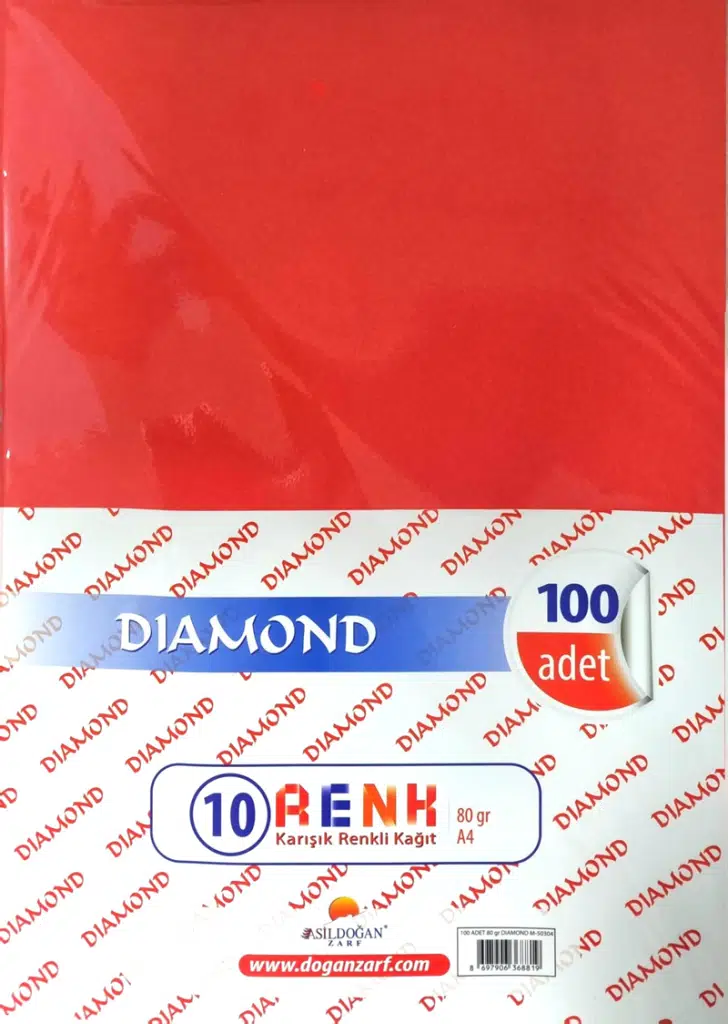 Diamond A4 Renkli Kağıt 80gr 100'lü