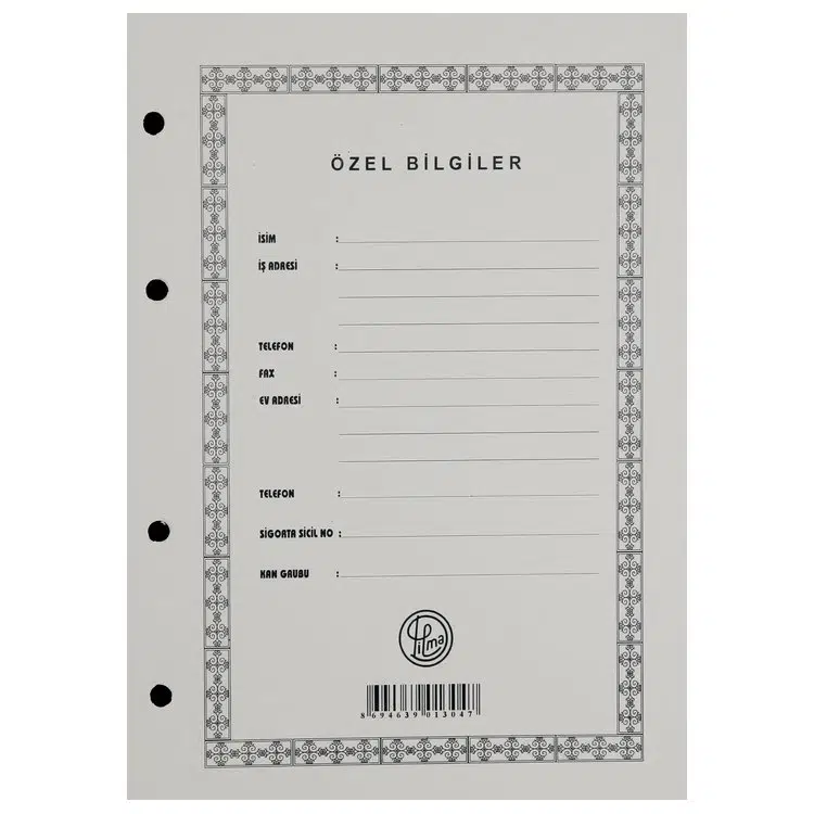 Dilman A5 Cari Hesap Klasörü Yedeği 100yp