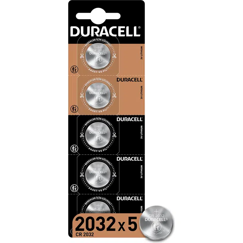 Duracell CR 2032 Lityum Düğme Pil (3V) 5'li