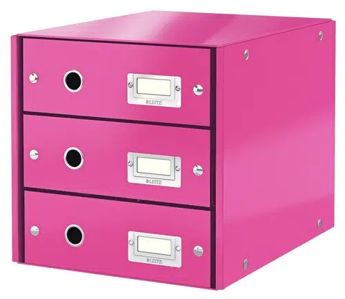 Leitz 6048 WOW C&S 3 Çekmeceli Evrak Rafı Metalik Pembe (60480023)
