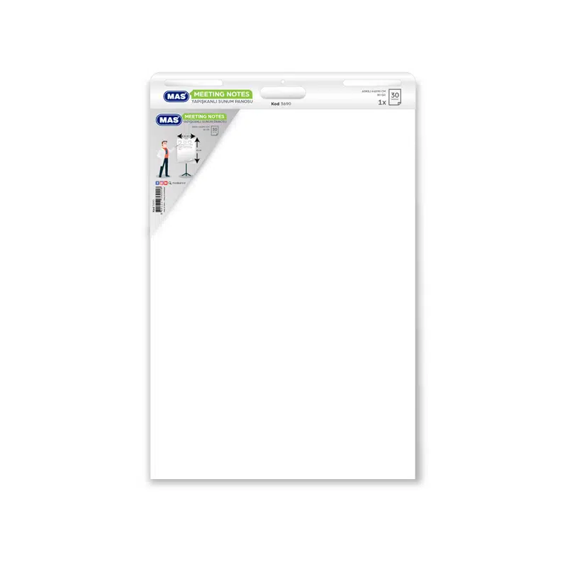 Mas 3690 Yapışkanlı Flipchart kağıdı 30yp 80gr 2'li paket