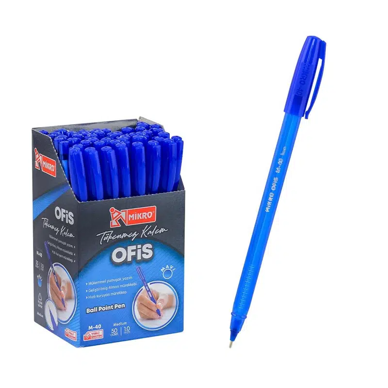 Mikro M-40 Ofis Tipi Tükenmez Kalem Mavi