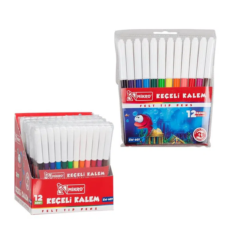 Mikro ZW-607 Keçeli Kalem 12 Renk