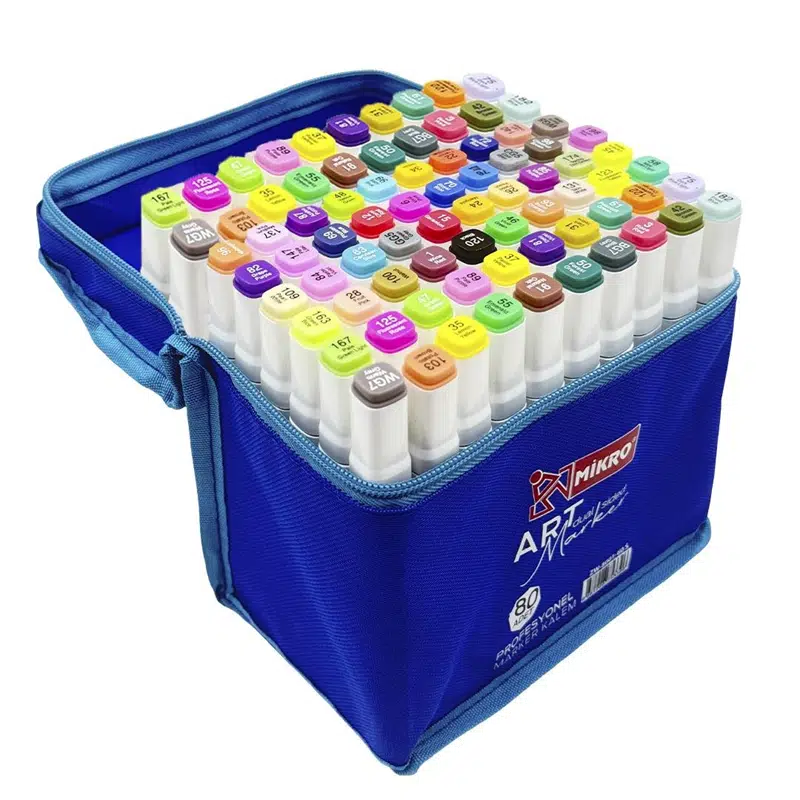 Mikro ZW-8001-80 Art Çift Taraflı Marker 80'li Çantalı