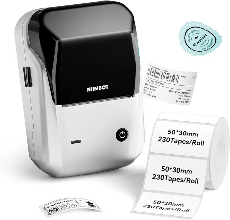 NiiMbot B1 Etiket Makinesi Gümüş, Bluetooth Kablosuz Taşınabilir (Silver) - USB Şarjlı