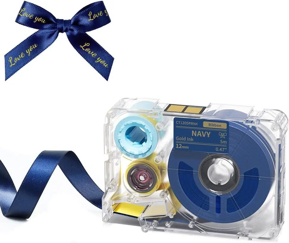 Phomemo 15mmx5mt Kurdele, Lacivet Üzerine Altın, A30/P15 için CT1205PRN4 NAVY