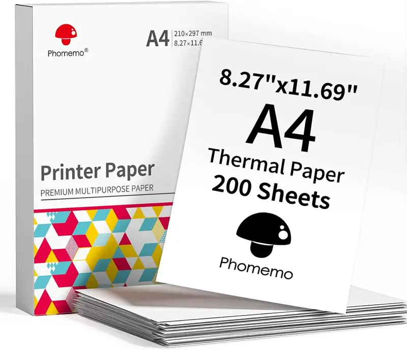 Phomemo Q22-DZF2-RMSG10-A4 Termal A4 Kağıt 200 Adet 10 Yıl Dayanıklı M08F/M832