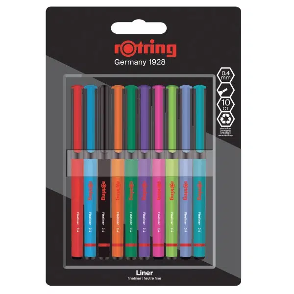 Rotring Fineliner Keçe Uçlu Kalem 10'lu Karışık Renk