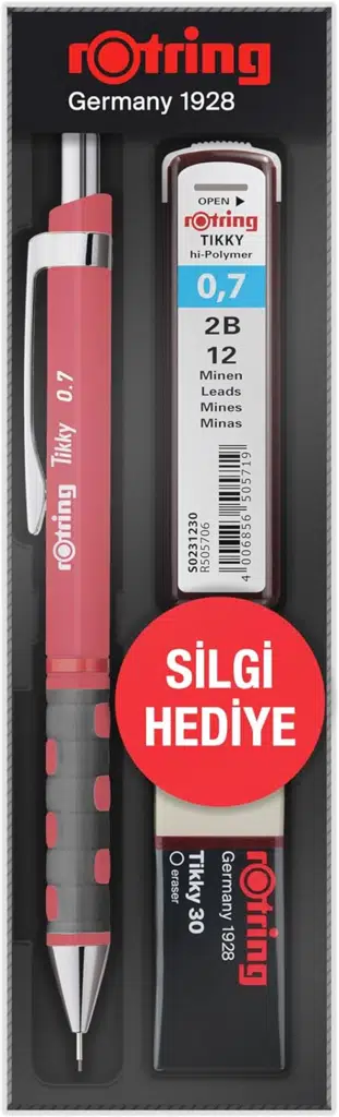 Rotring Tikky Versatil Min+Silgi 0,7 Okul Seti Gül Kurusu