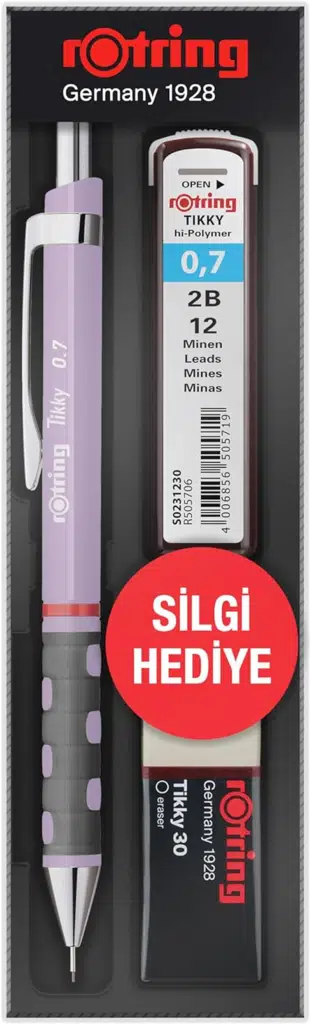 Rotring Tikky Versatil Min+Silgi 0,7 Okul Seti Lila