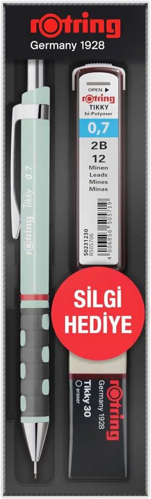 Rotring Tikky Versatil Min+Silgi 0,7 Okul Seti Opal Mavi