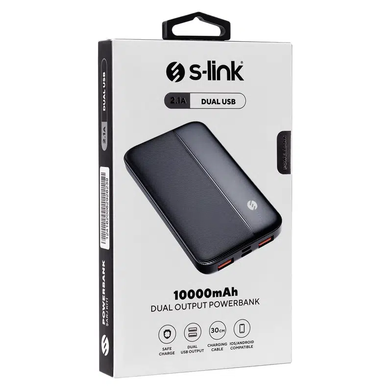 S-Link (IP-G10N) Powerbank 2 Usb Port 10.000mah Siyah