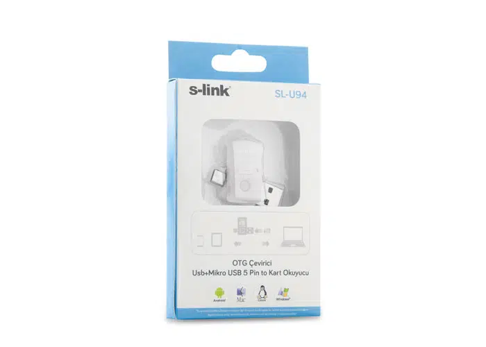 S-link SL-U94 Beyaz Usb To Mikro 5 Pin + Kart Okuyucu