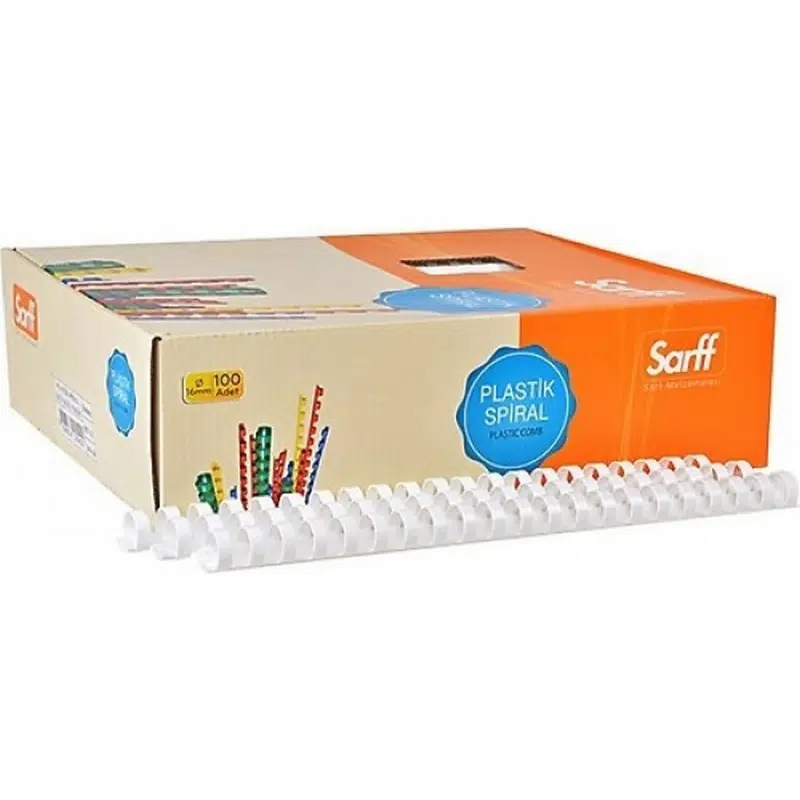 Sarff 8mm 15-30syf Plastik Spiral 100'lü Beyaz